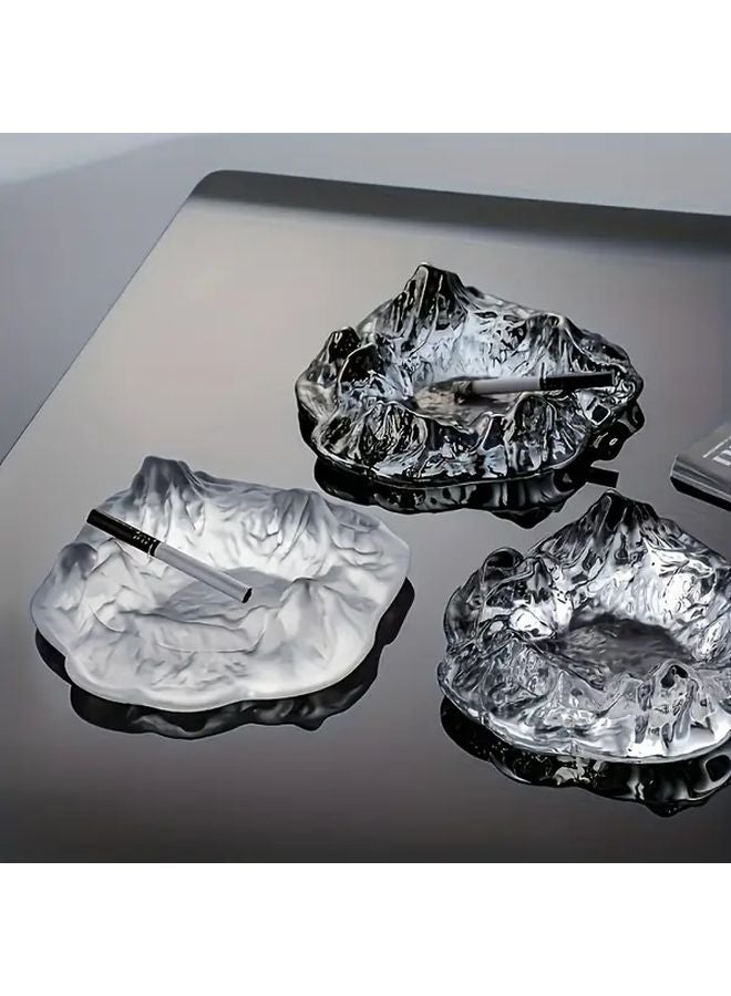 Iceberg Style Ashtray With Non Spill Ash Catcher And Lid Modern Marble Glass Design - Image 1